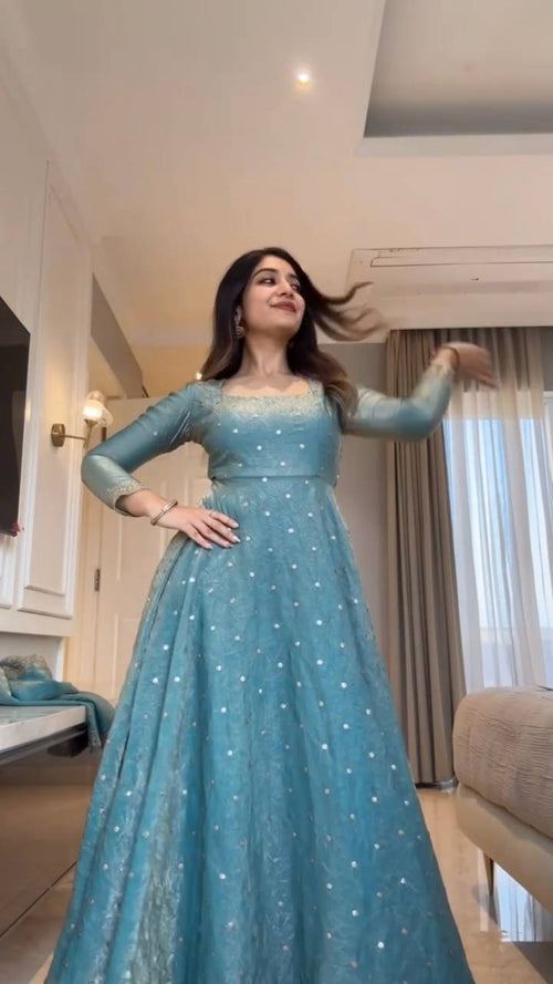 Beautiful Fendy Silk Thread With Sequence Work Gown