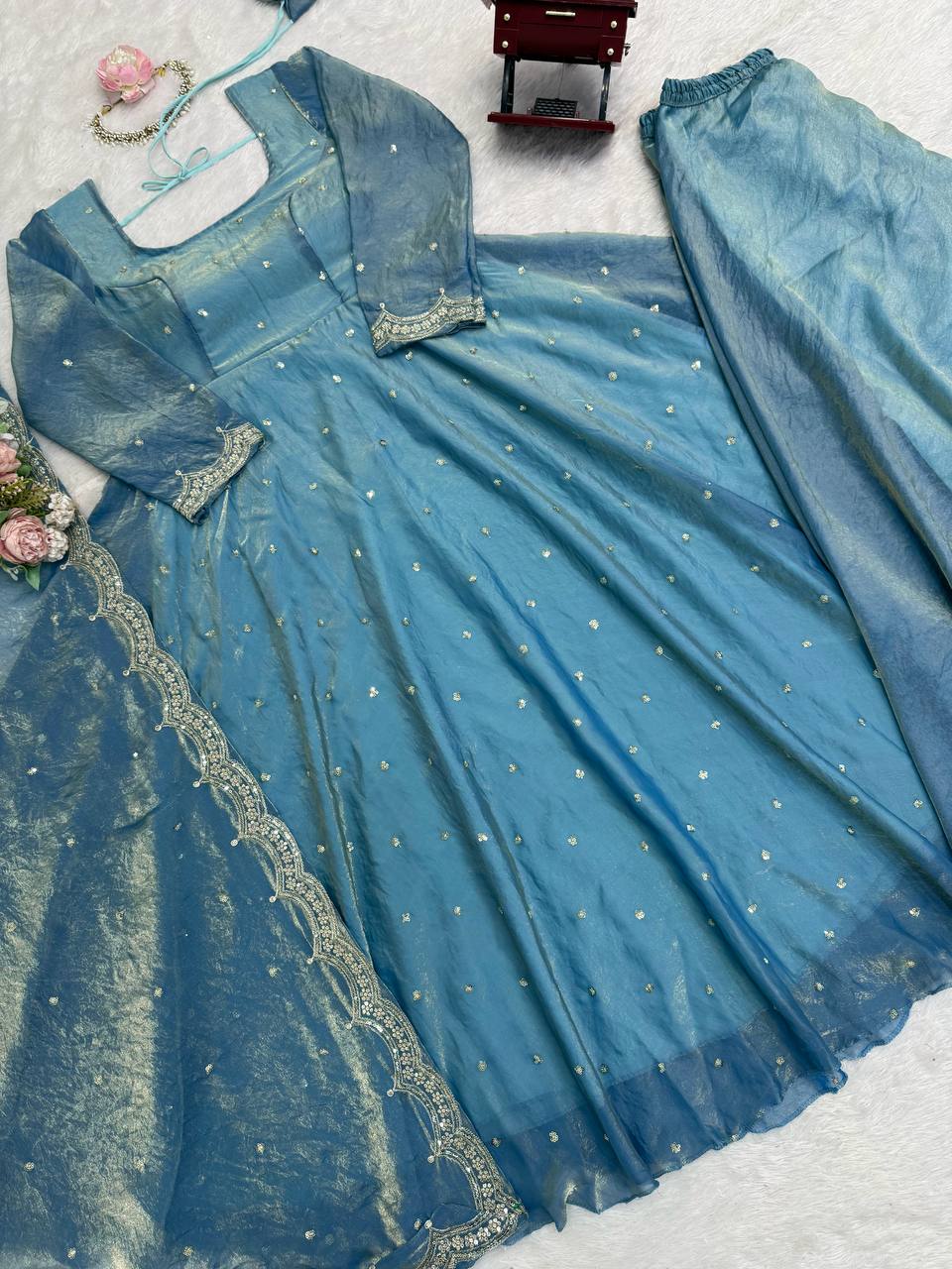 Beautiful Fendy Silk Thread With Sequence Work Gown