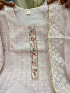 Women's Lilan Cotton Floral Printed Straight Pakistani Kurti with Pant and Dupattta