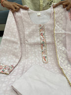 Women's Lilan Cotton Floral Printed Straight Pakistani Kurti with Pant and Dupattta